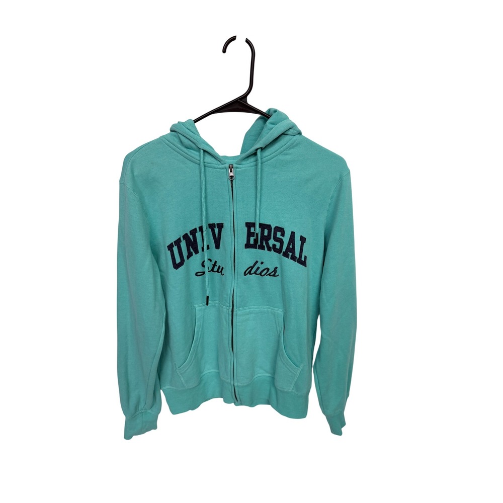 Universal Studios Teal Zip Up Hoodie Sweatshirt Embroidered Logo Medium